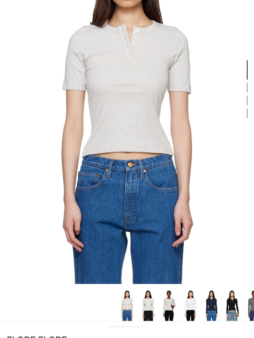 Short Sleeve Henley Tee in Light Gray